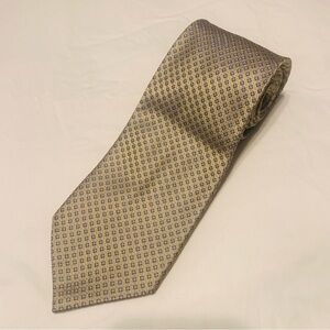 Lauren Ralph Lauren Green Label Geometric Mens Tie 100% Silk Gold & Blue 3.75”